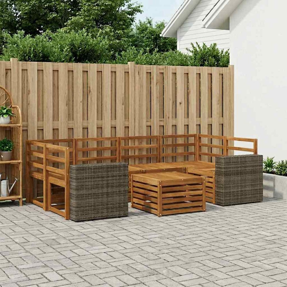vidaXL Utomhussoffset 7 pcs Naturlig Massivt Akaciaträ