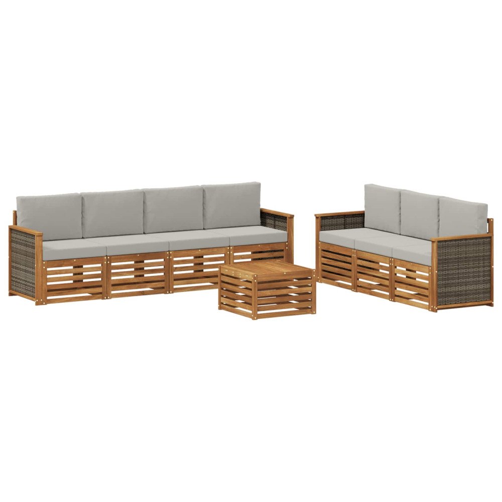 vidaXL Soffgrupper med kudde 8 pcs Massivt Akaciaträ