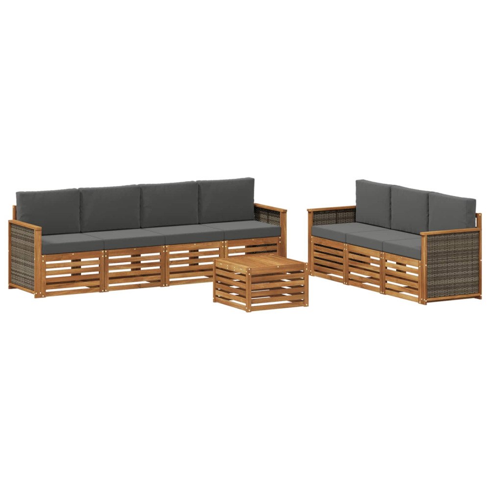 vidaXL Soffgrupper med kudde 8 pcs Massivt Akaciaträ