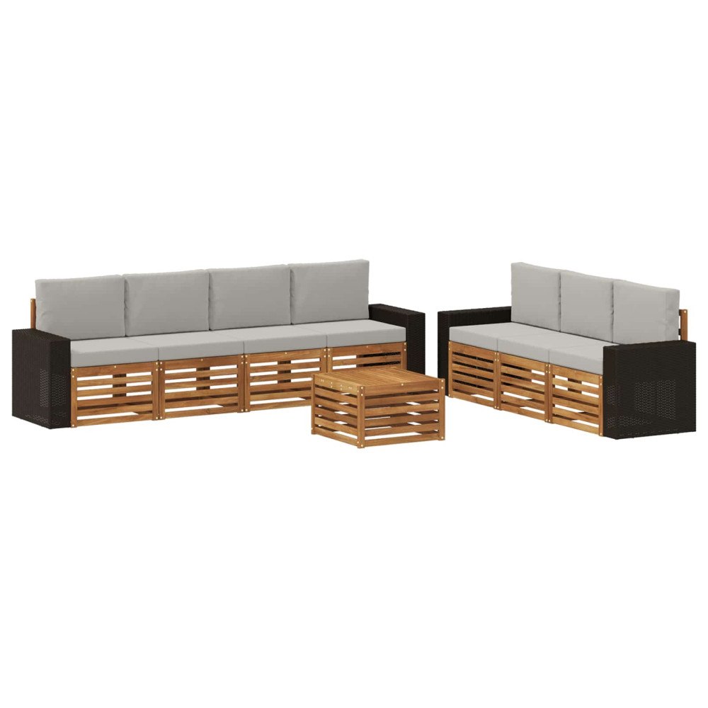 vidaXL Soffgrupper med kudde 8 pcs Massivt Akaciaträ