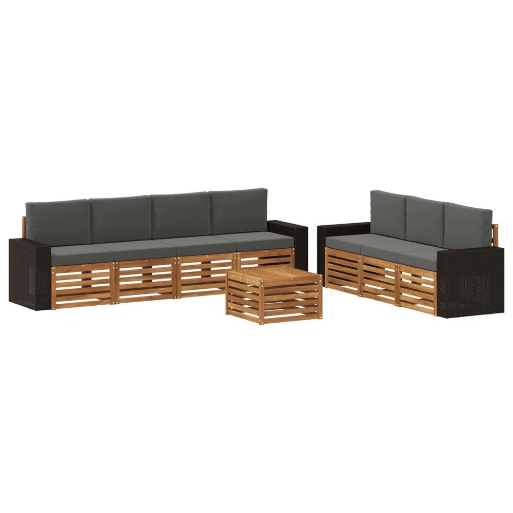 vidaXL Soffgrupper med kudde 8 pcs Massivt Akaciaträ