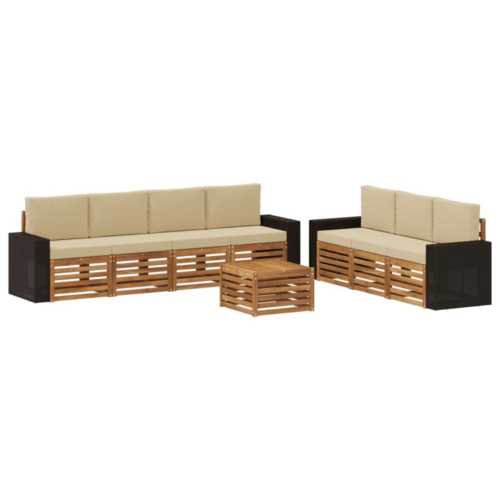vidaXL Soffgrupper med kudde 8 pcs Massivt Akaciaträ