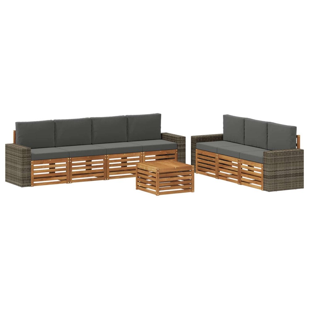 vidaXL Soffgrupper med kudde 8 pcs Massivt Akaciaträ