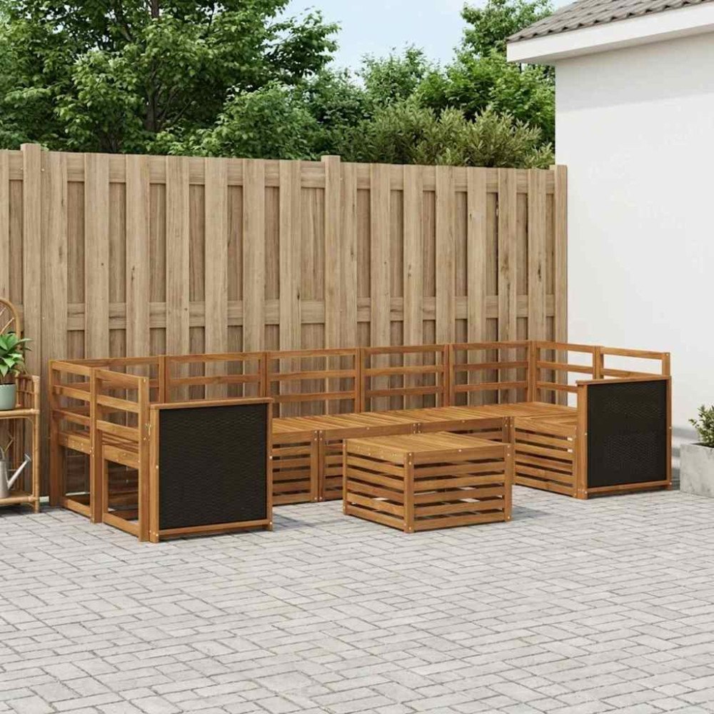 vidaXL Utomhussoffset 8 pcs Naturlig Massivt Akaciaträ