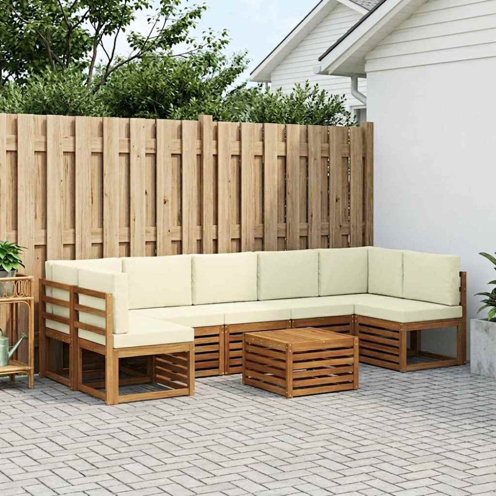 vidaXL Utomhussoffset 8 pcs Naturlig och Grädde Massivt Akaciaträ