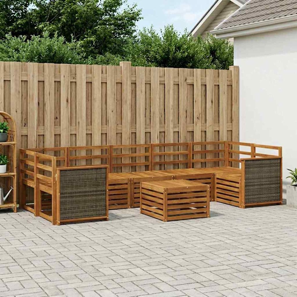 vidaXL Utomhussoffset 8 pcs Naturlig Massivt Akaciaträ