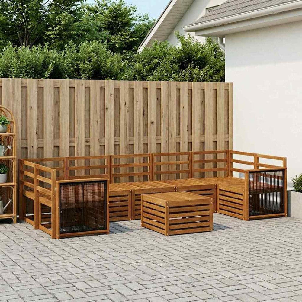 vidaXL Utomhussoffset 8 pcs Naturlig Massivt Akaciaträ