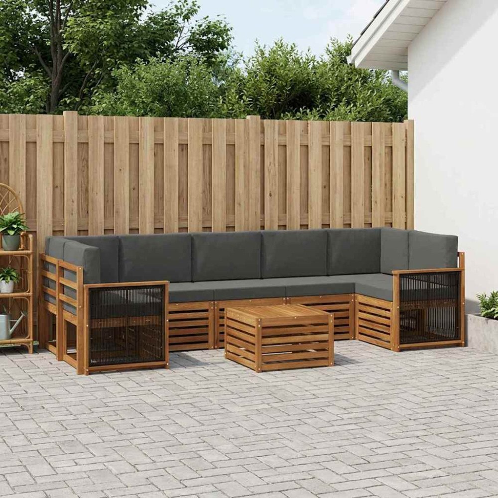 vidaXL Utomhussoffset 8 pcs Naturlig och Antracit Massivt Akaciaträ