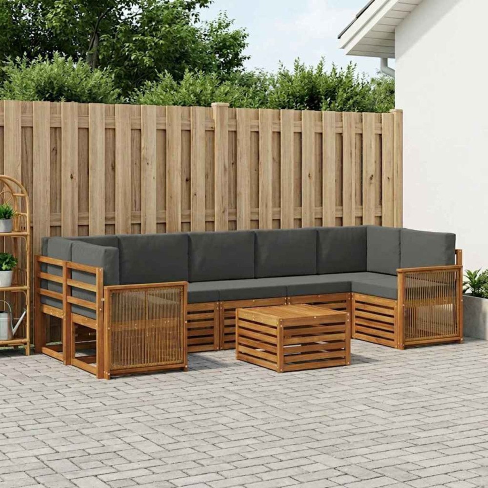 vidaXL Utomhussoffset 8 pcs Naturlig och Antracit Massivt Akaciaträ