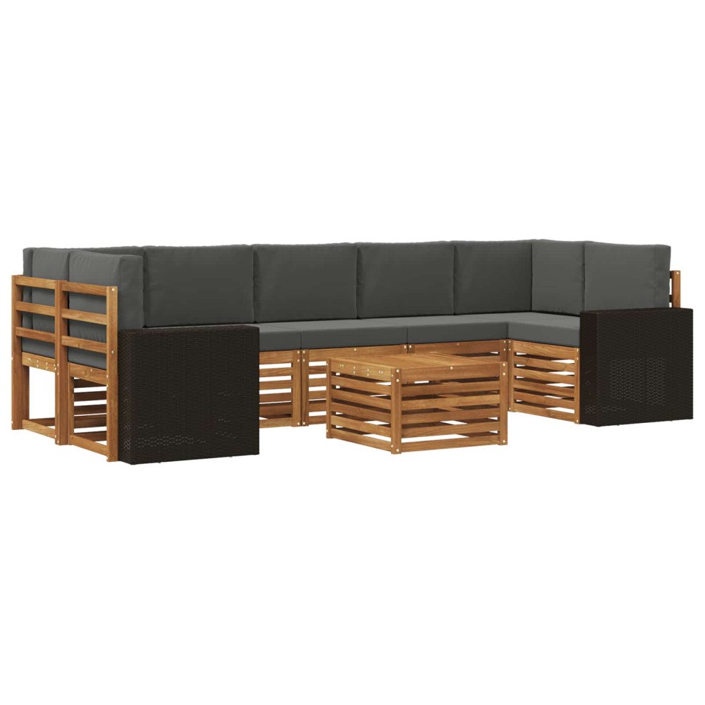 vidaXL Utomhussoffset 8 pcs Naturlig och Antracit Massivt Akaciaträ