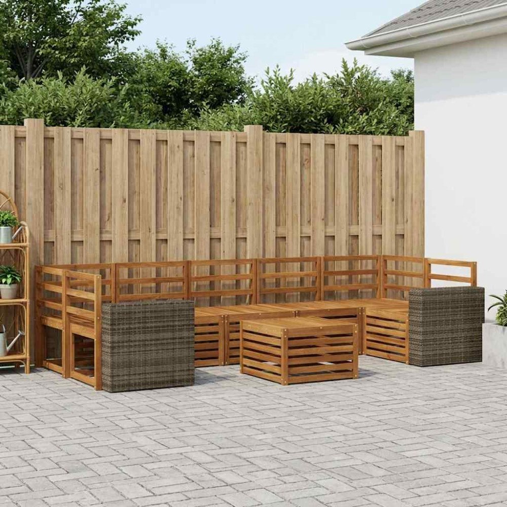 vidaXL Utomhussoffset 8 pcs Naturlig Massivt Akaciaträ