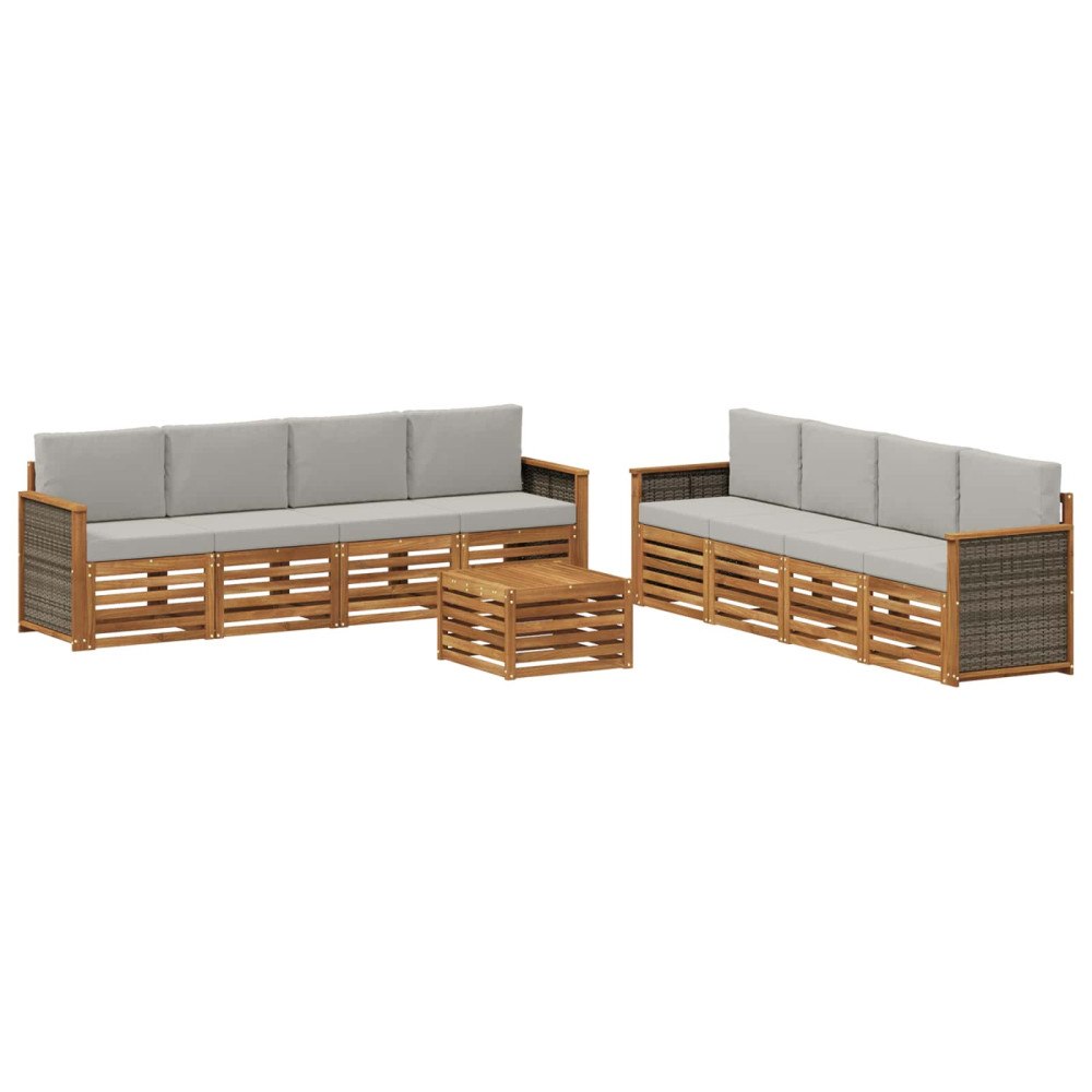 vidaXL Soffgrupper med kudde 9 pcs Massivt Akaciaträ