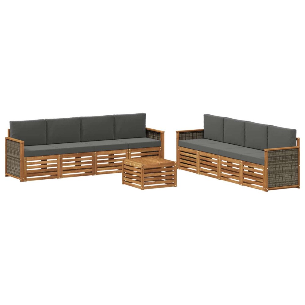 vidaXL Soffgrupper med kudde 9 pcs Massivt Akaciaträ