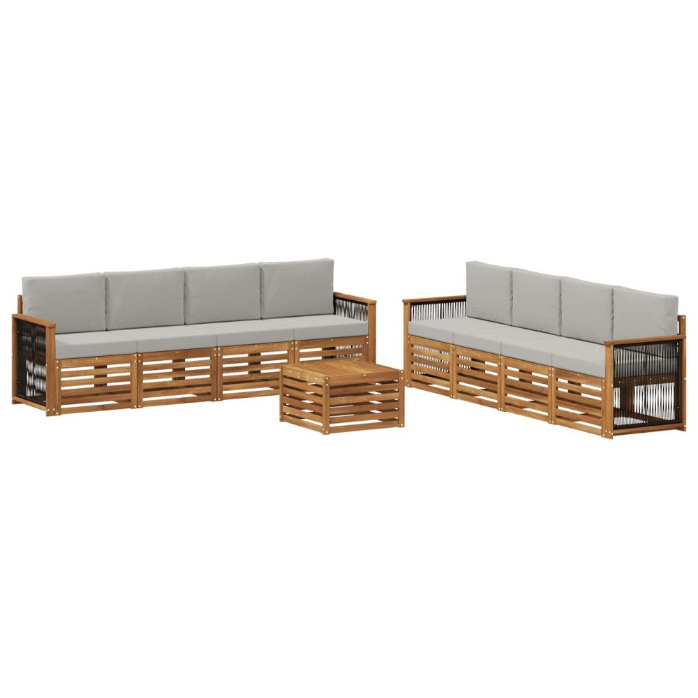 vidaXL Soffgrupper med kudde 9 pcs Massivt Akaciaträ