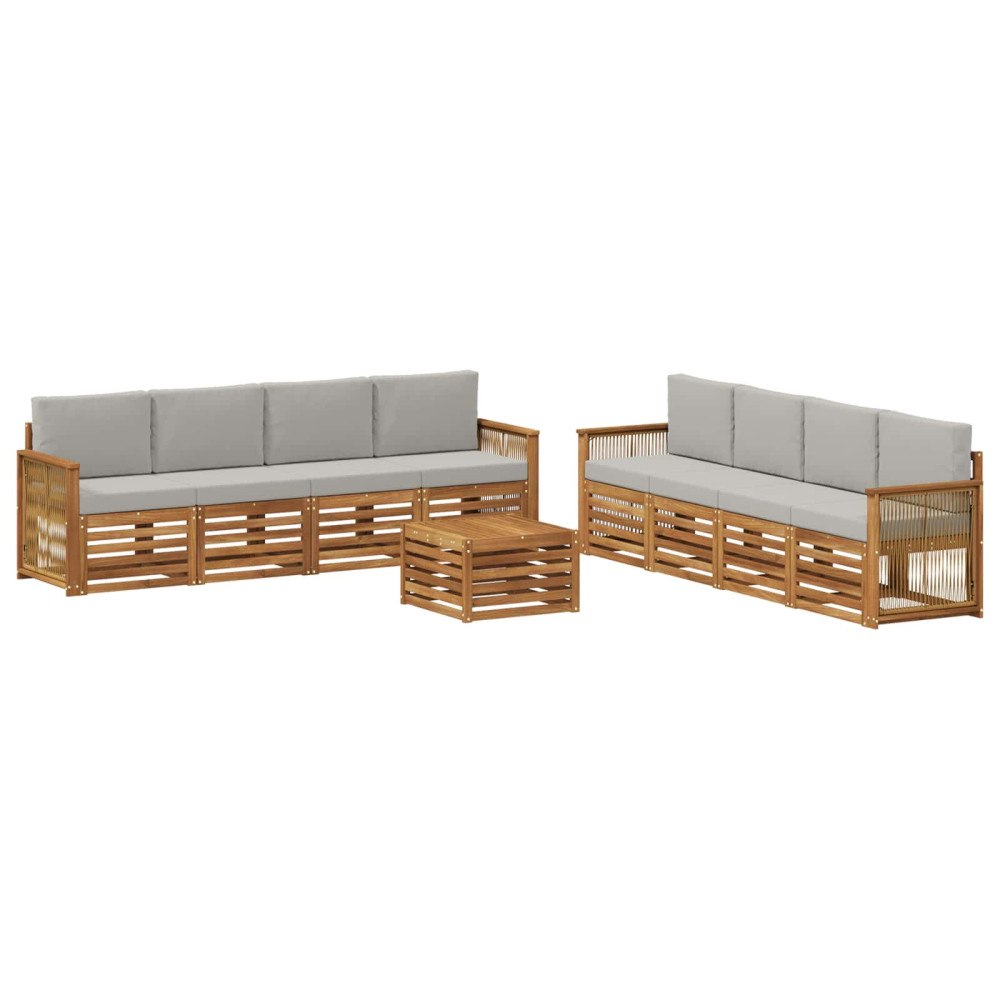 vidaXL Soffgrupper med kudde 9 pcs Massivt Akaciaträ