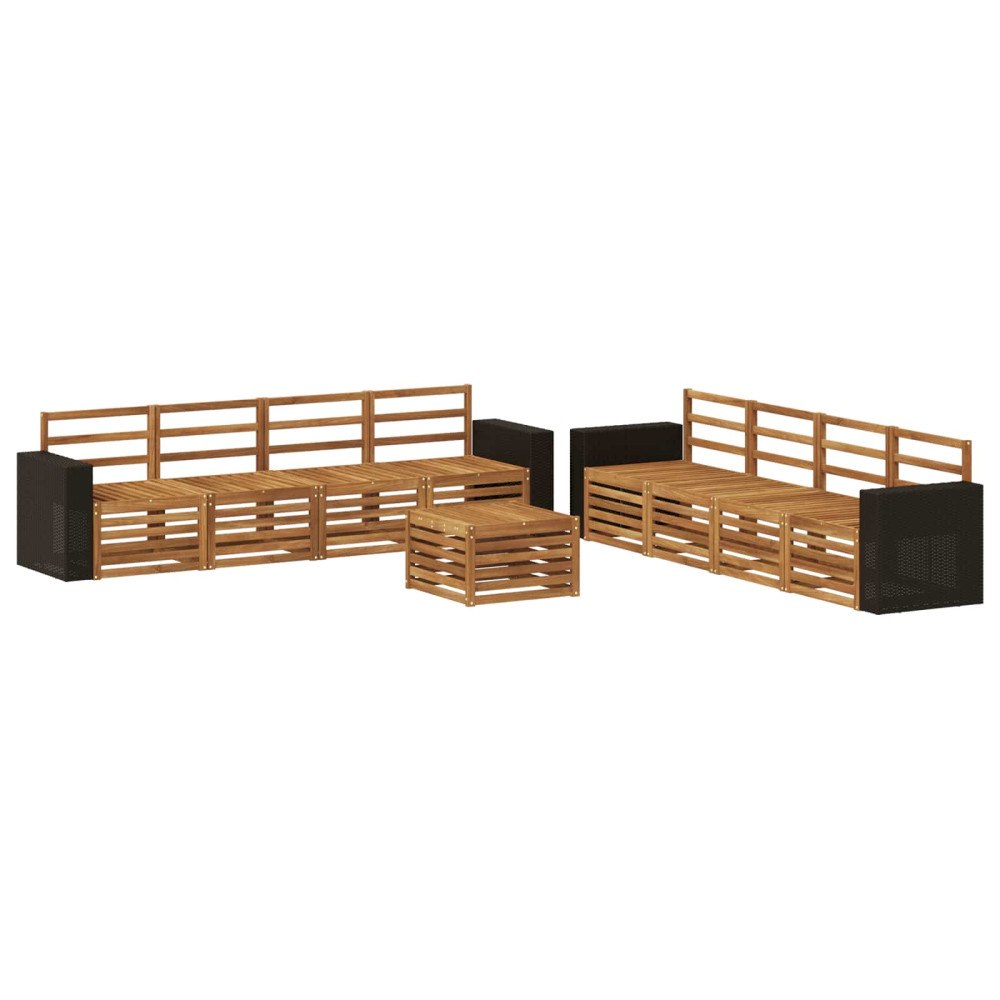 vidaXL Soffgrupper 9 pcs Massivt Akaciaträ