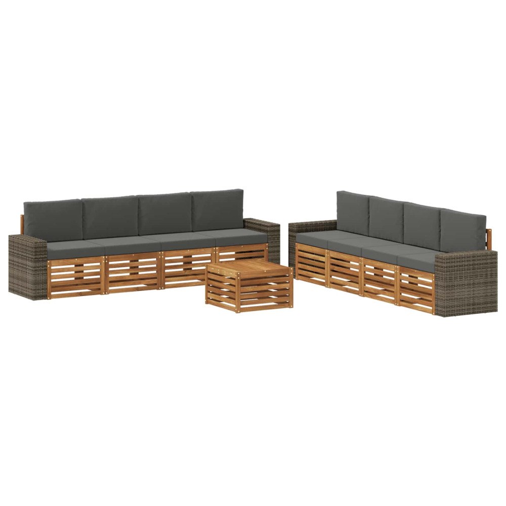 vidaXL Soffgrupper med kudde 9 pcs Massivt Akaciaträ