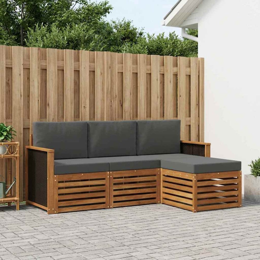 vidaXL Utomhussoffset med kudde 4 pcs