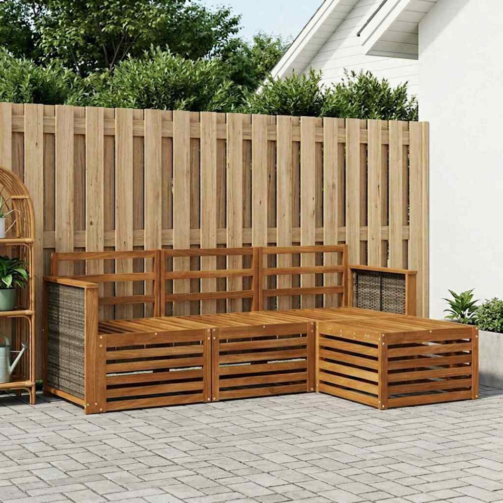 vidaXL Utomhussoffset 4 pcs Naturlig