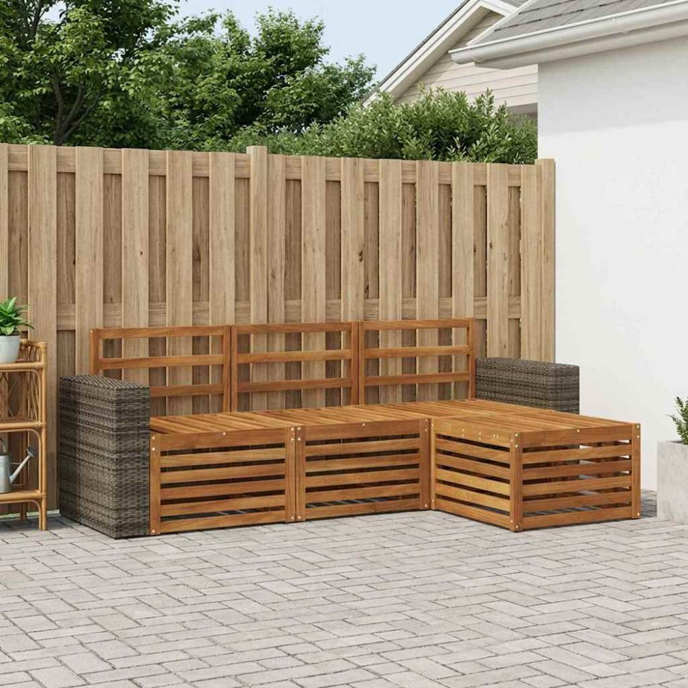 vidaXL Utomhussoffset 4 pcs Naturlig