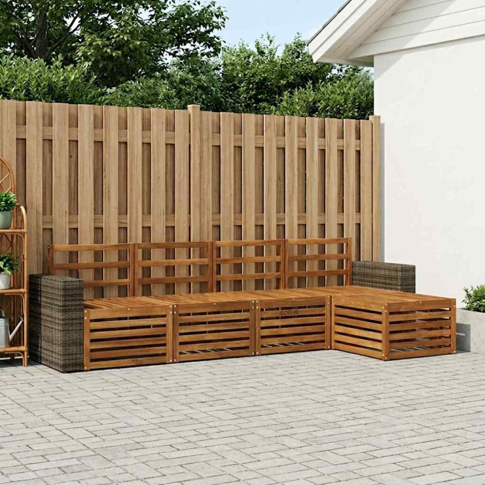 vidaXL Utomhussoffset 5 pcs Naturlig