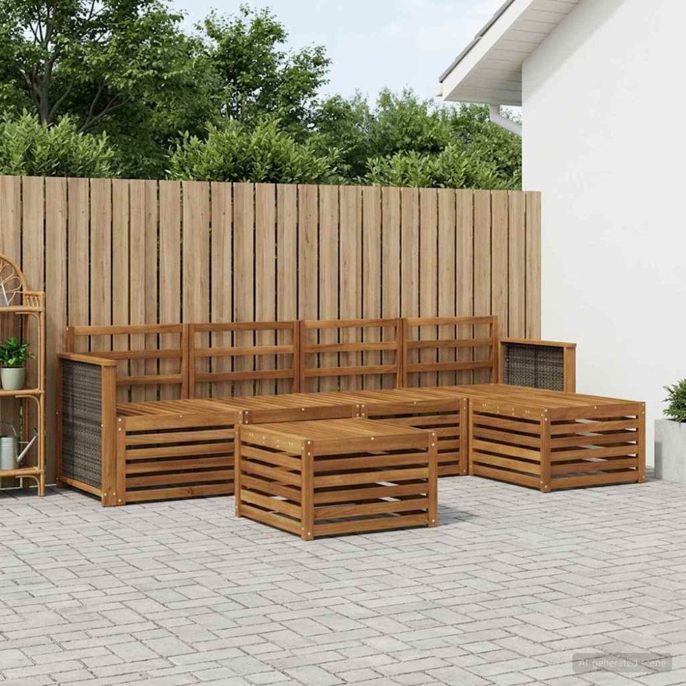 vidaXL Utomhussoffset 6 pcs Naturlig