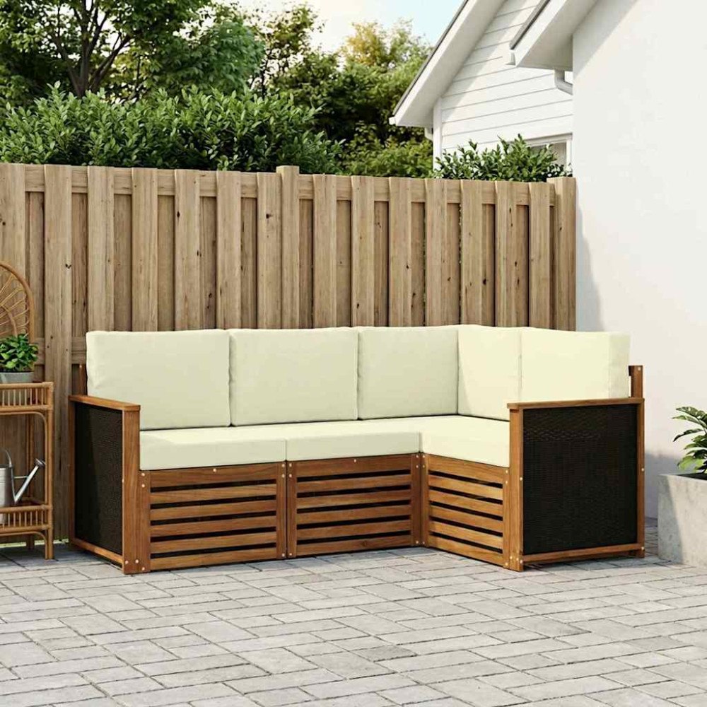 vidaXL Soffgrupper med kudde 4 pcs Massivt Akaciaträ
