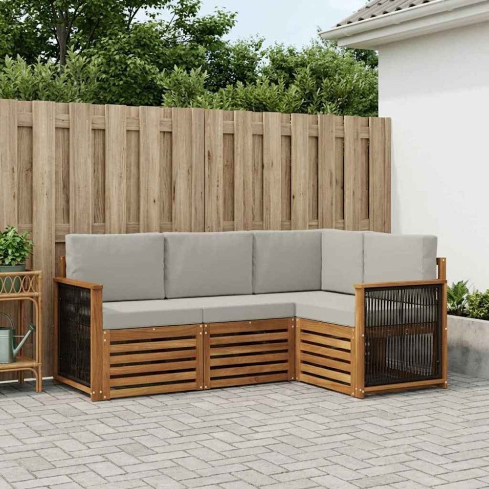 vidaXL Soffgrupper med kudde 4 pcs Massivt Akaciaträ
