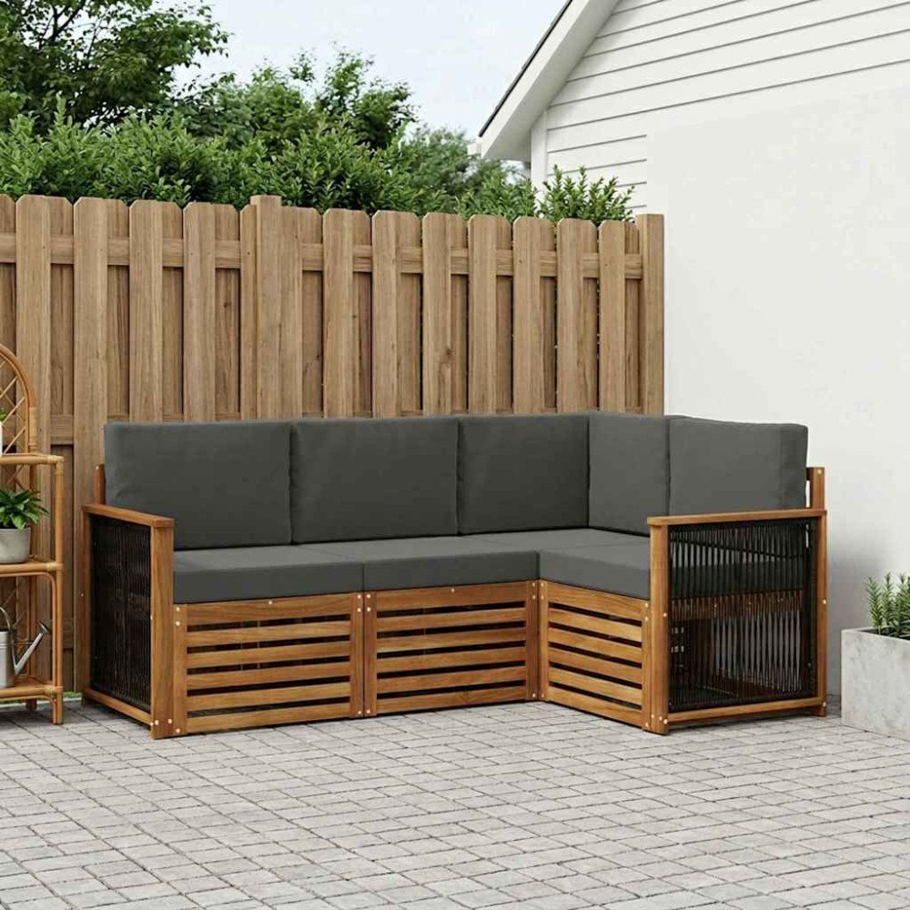 vidaXL Soffgrupper med kudde 4 pcs Massivt Akaciaträ