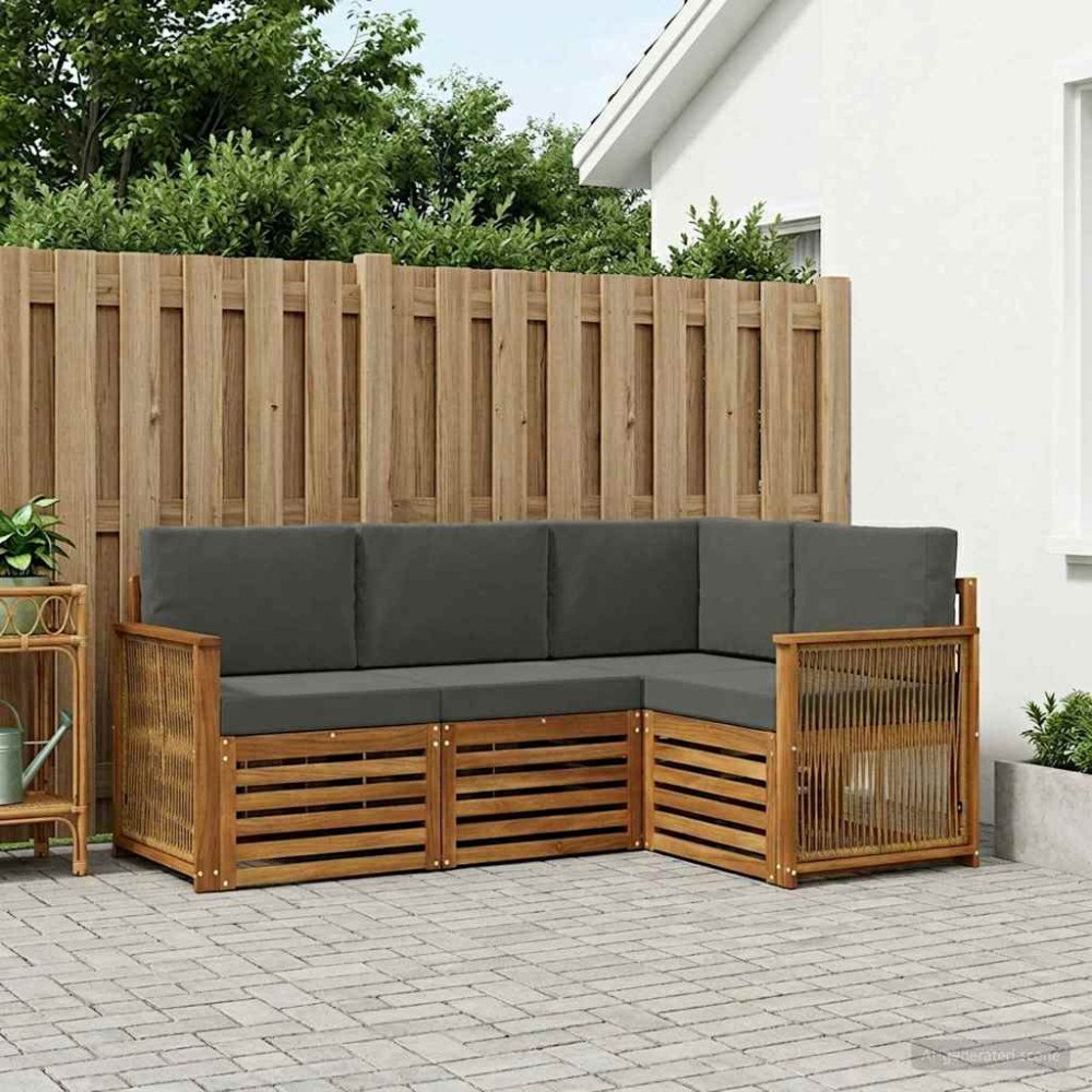 vidaXL Soffgrupper med kudde 4 pcs Massivt Akaciaträ