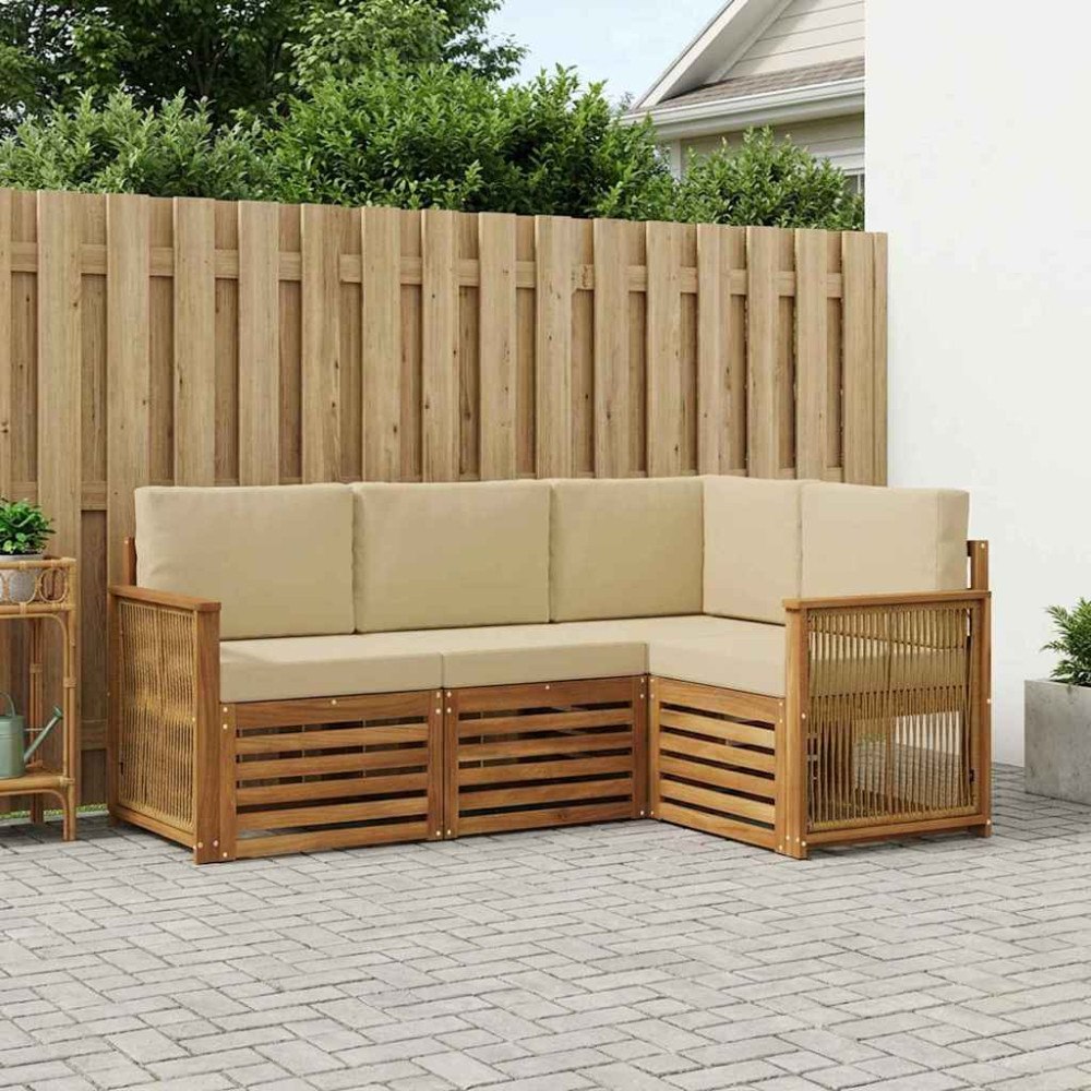 vidaXL Soffgrupper med kudde 4 pcs Massivt Akaciaträ