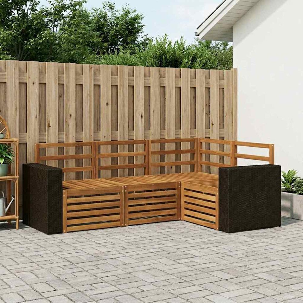 vidaXL Soffgrupper 4 pcs Massivt Akaciaträ