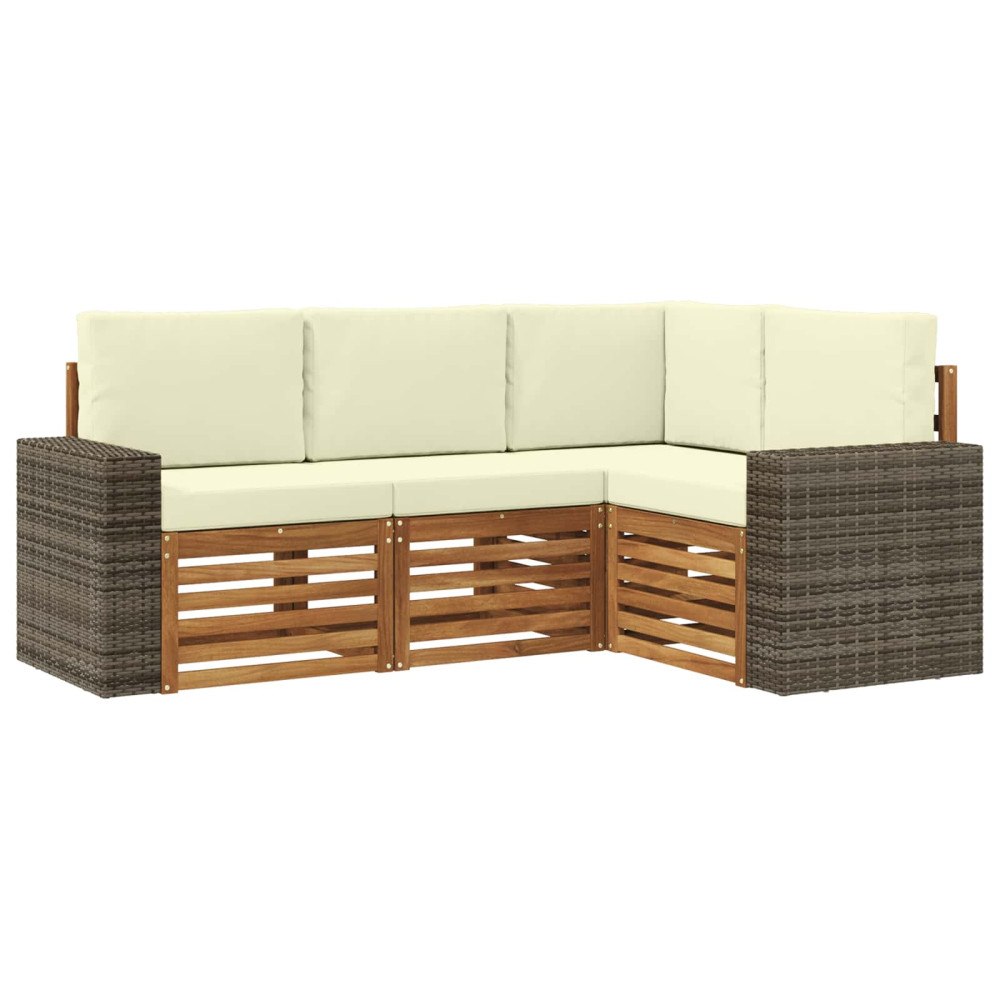 vidaXL Soffgrupper med kudde 4 pcs Massivt Akaciaträ