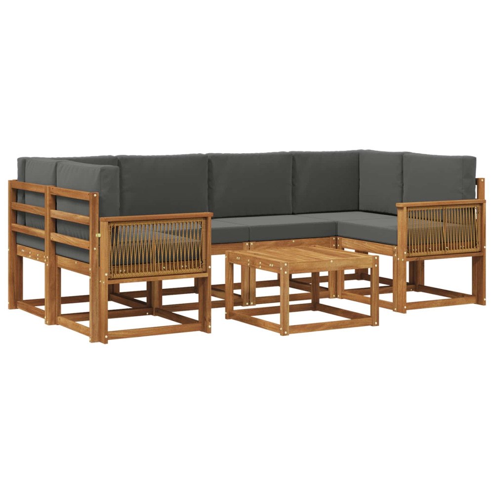vidaXL Utomhussoffset 7 pcs Naturlig och Antracit Polyester