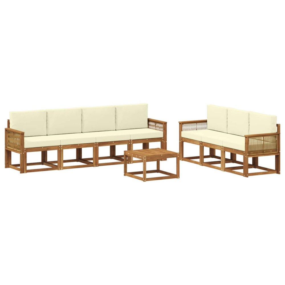 vidaXL Utomhussoffset 8 pcs Naturlig och Grädde Polyester