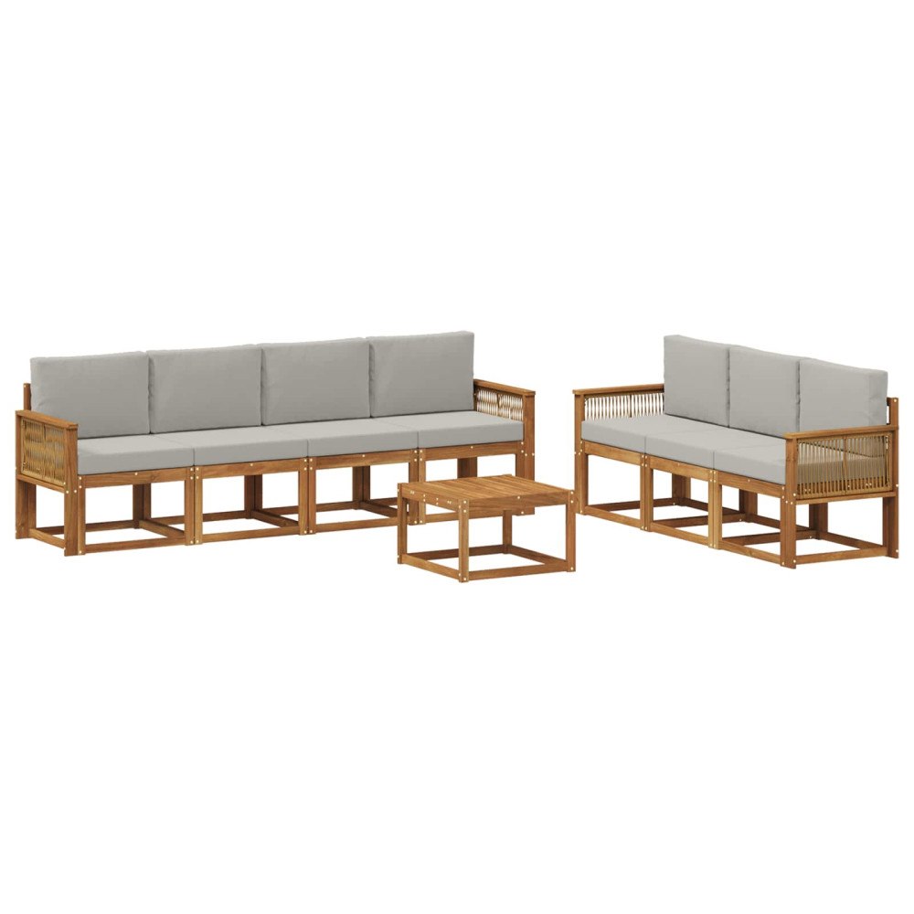vidaXL Utomhussoffset 8 pcs Naturlig och ljusgrå Polyester