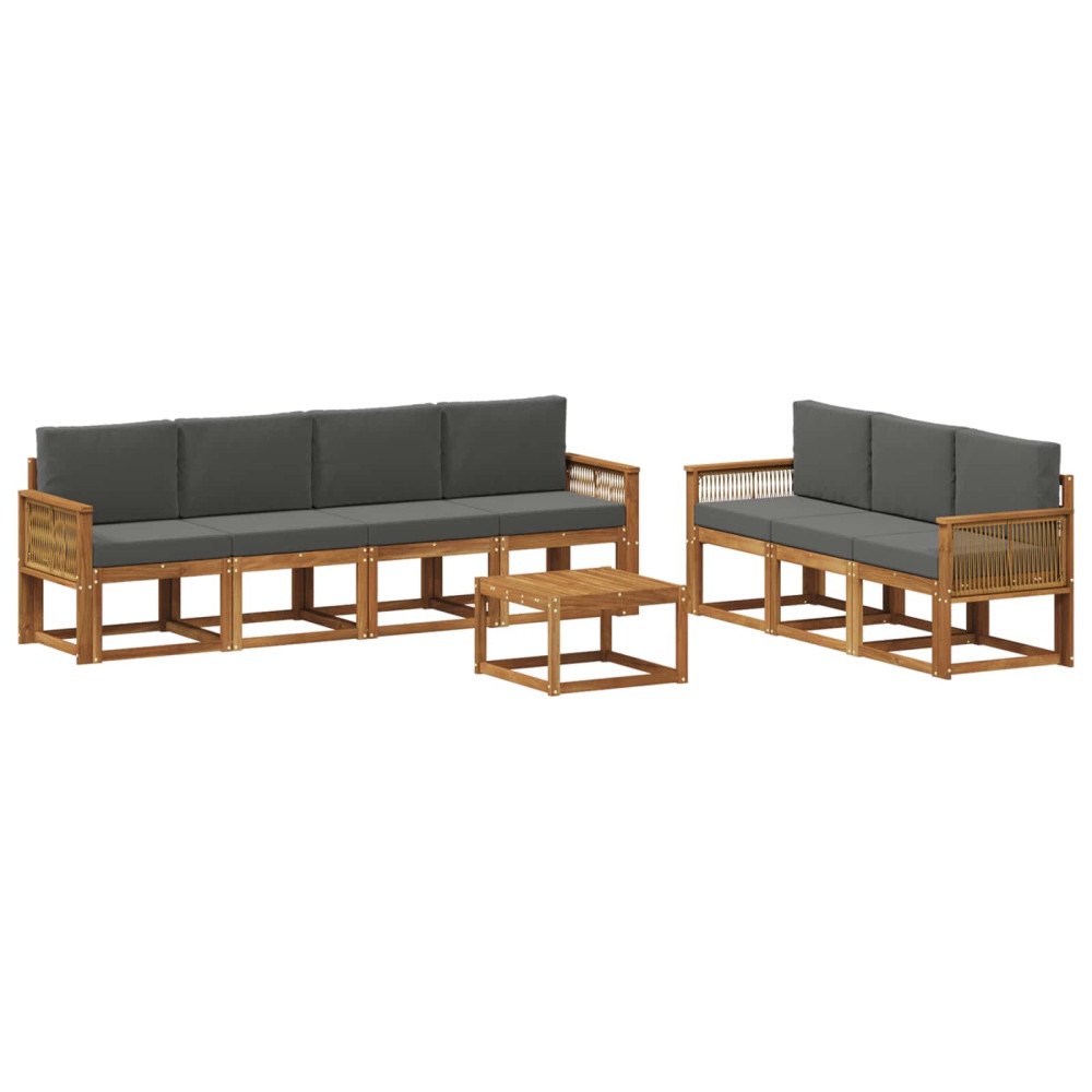 vidaXL Utomhussoffset 8 pcs Naturlig och Antracit Polyester
