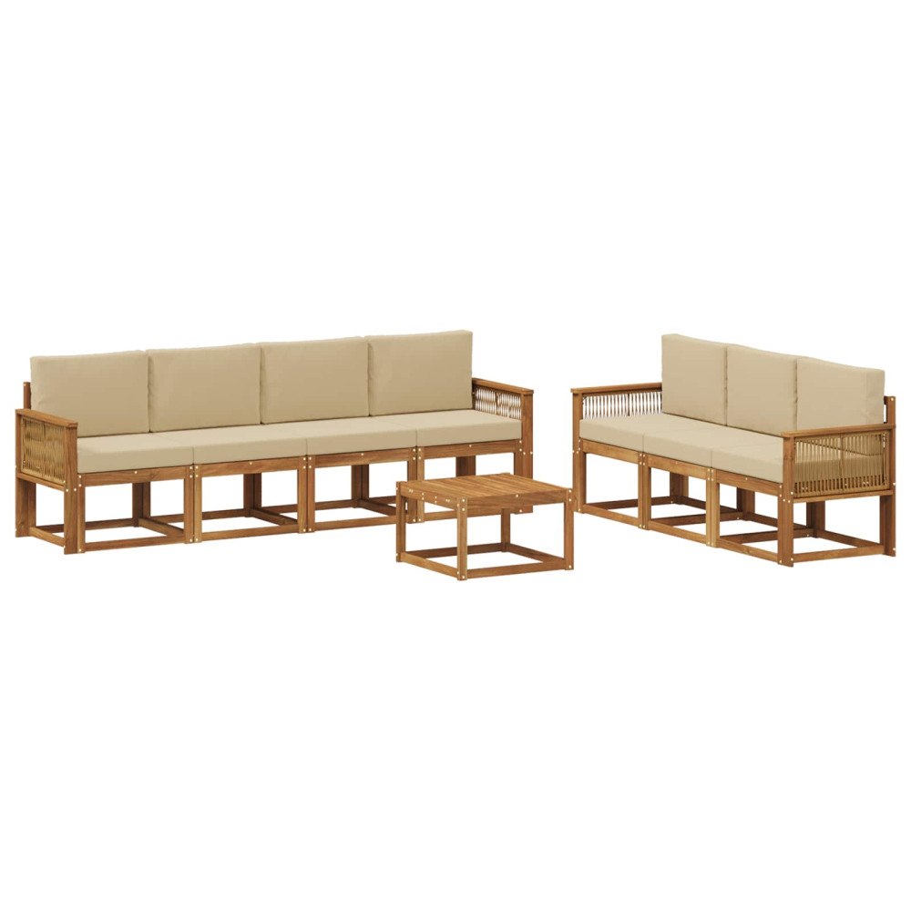 vidaXL Utomhussoffset 8 pcs Naturlig och Beige Polyester