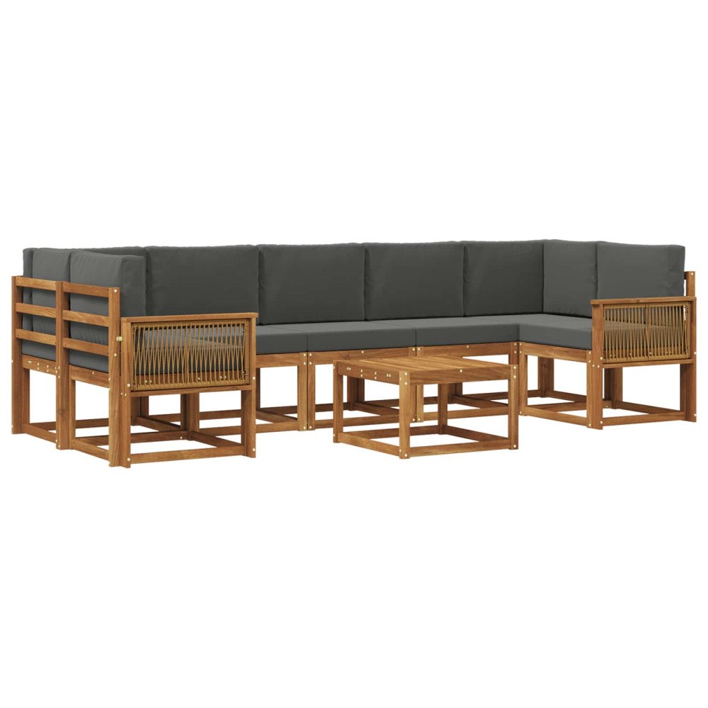 vidaXL Utomhussoffset 8 pcs Naturlig och Antracit Polyester