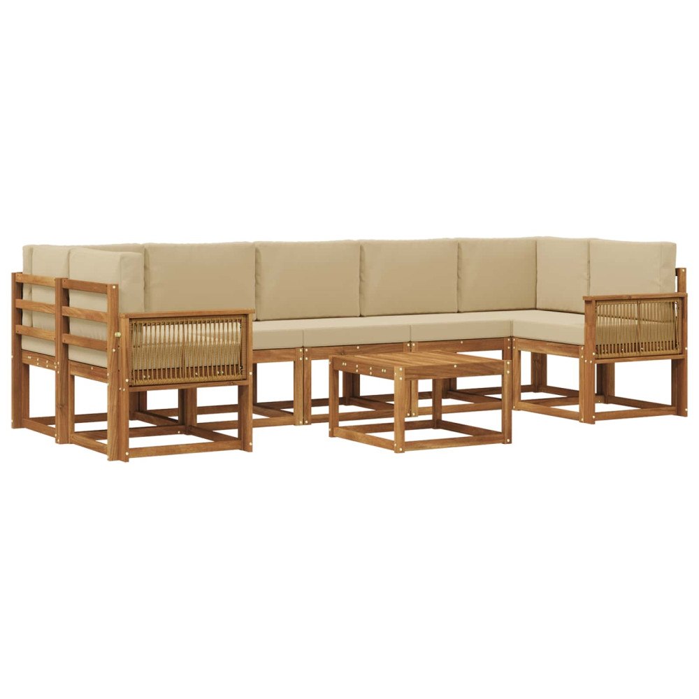 vidaXL Utomhussoffset 8 pcs Naturlig och Beige Polyester
