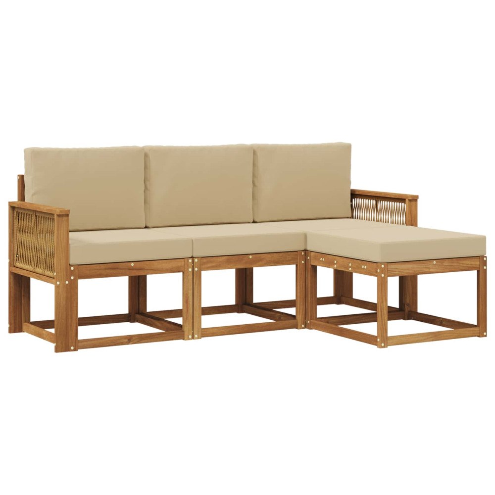 vidaXL Utomhussoffset 4 pcs Naturlig och Beige Polyester