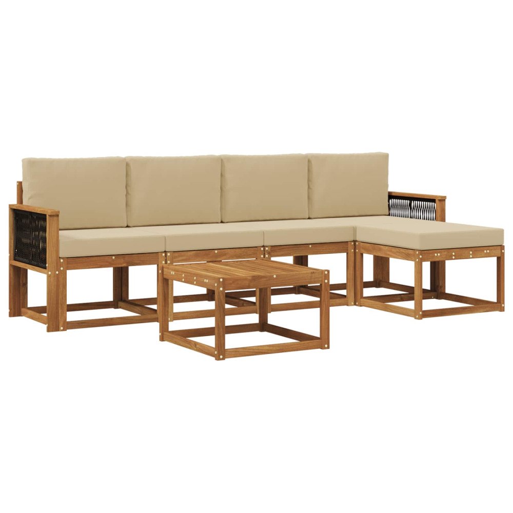 vidaXL Utomhussoffset 6 pcs Naturlig och Beige Polyester