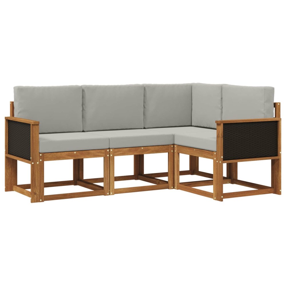 vidaXL Utomhussoffset 4 pcs Naturlig och ljusgrå Polyester