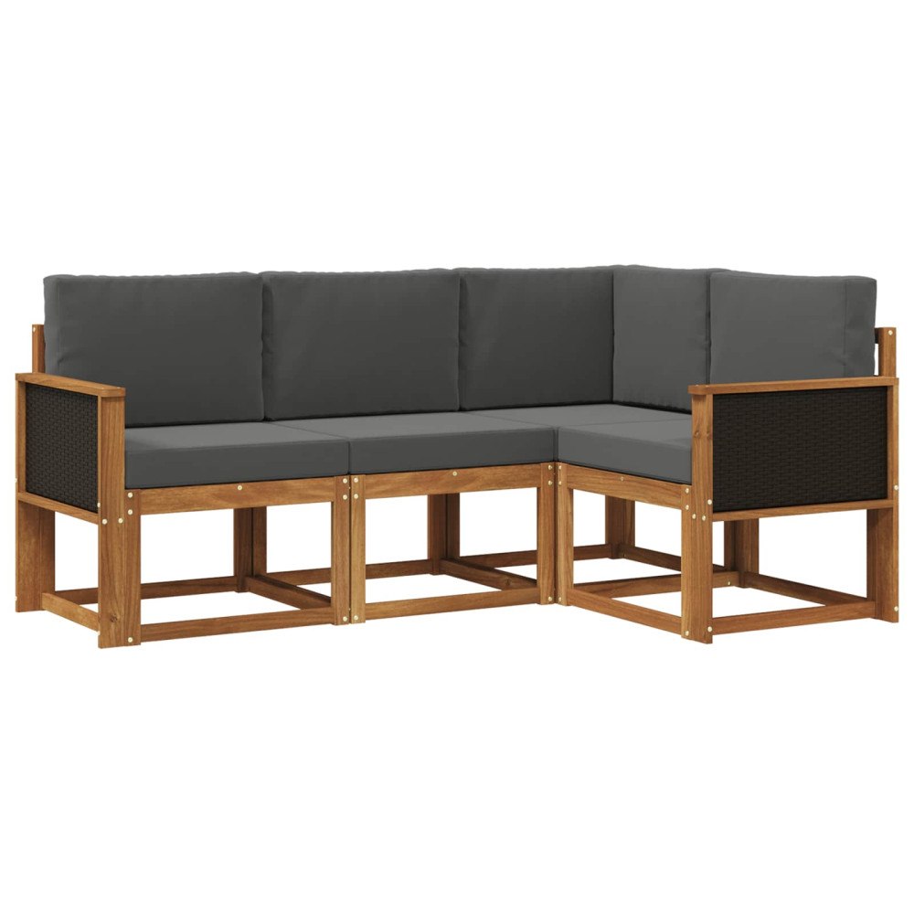 vidaXL Utomhussoffset 4 pcs Naturlig och Antracit Polyester