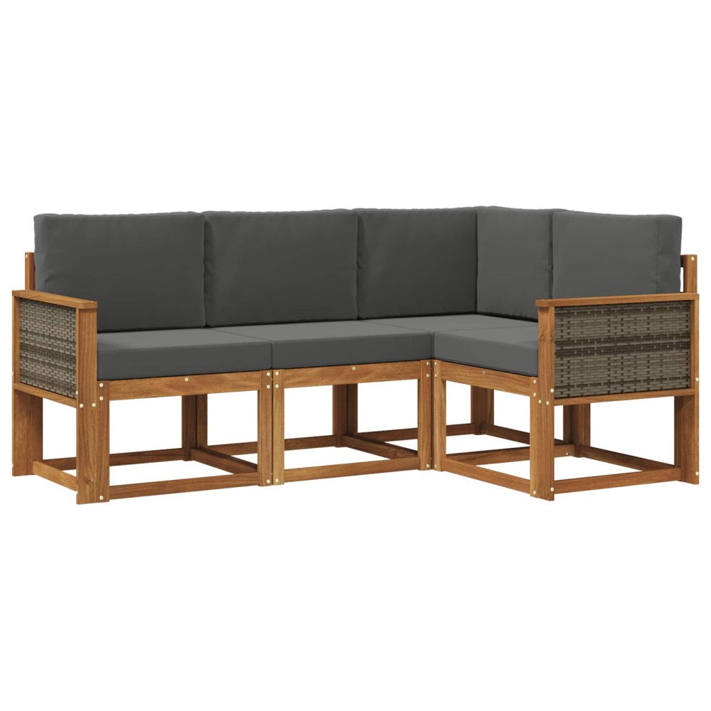vidaXL Utomhussoffset 4 pcs Naturlig och Antracit Polyester