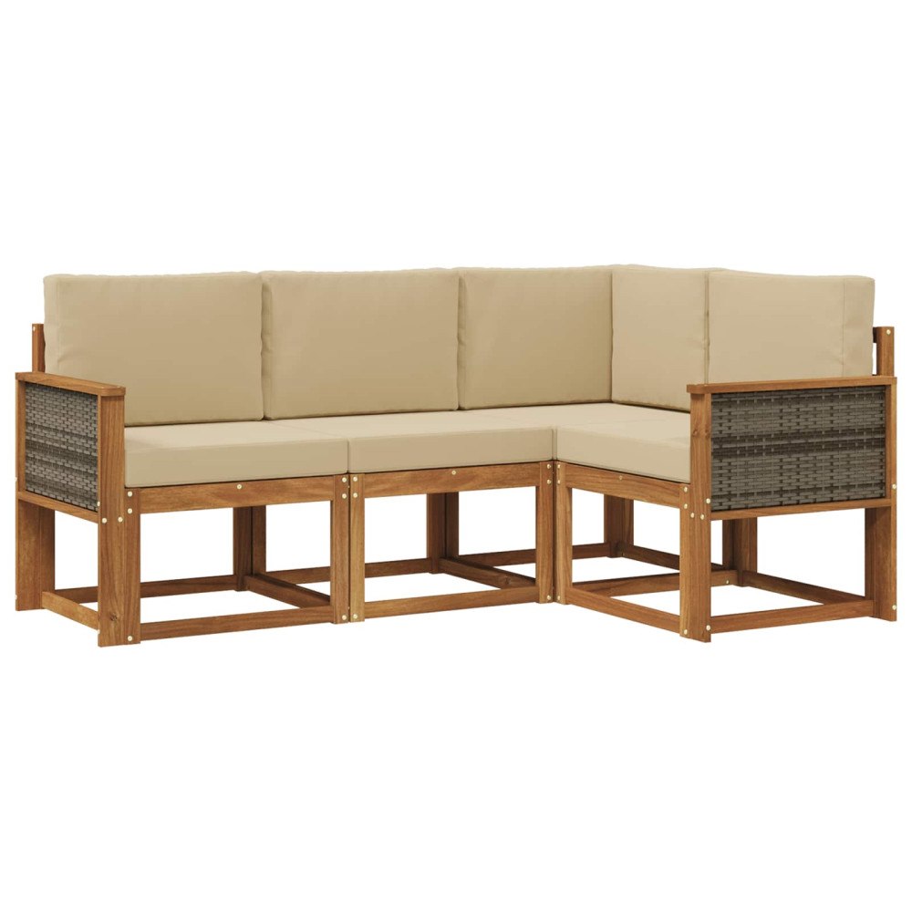 vidaXL Utomhussoffset 4 pcs Naturlig och Beige Polyester