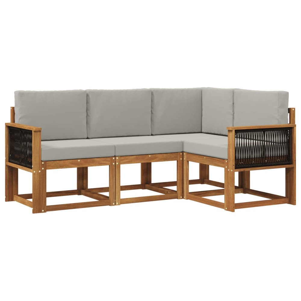 vidaXL Utomhussoffset 4 pcs Naturlig och ljusgrå Polyester
