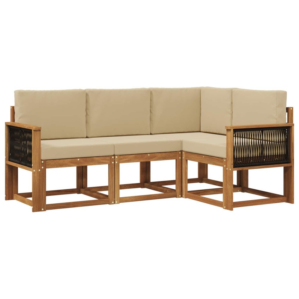 vidaXL Utomhussoffset 4 pcs Naturlig och Beige Polyester