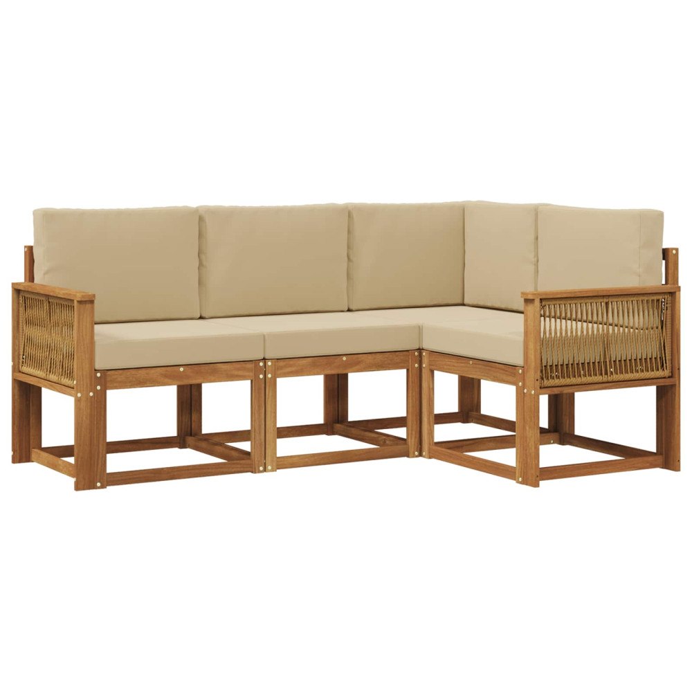 vidaXL Utomhussoffset 4 pcs Naturlig och Beige Polyester