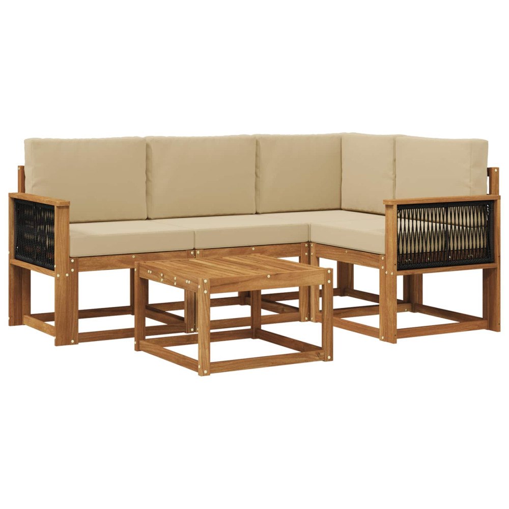 vidaXL Utomhussoffset 5 pcs Naturlig och Beige Polyester
